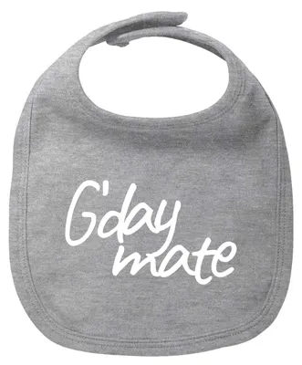 Produktbild von Huuraa Baby Lätzchen G`day mate Spruch Heather Grey Klettverschluss Baumwolle Latz Geschenkidee