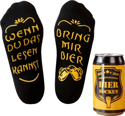 Produktbild von Bier Socken Herren lustige Socken, Bier Geschenke Männer, Papa Geburtstagsgeschenk mit Spruch Wenn du das lesen kannst bring mir Bier, 37-44