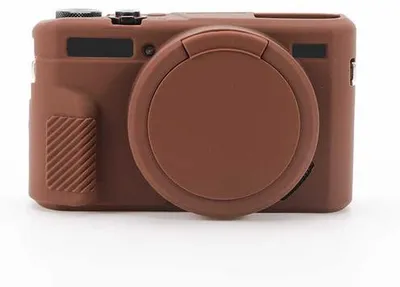 Immagine prodotto di Protezione in silicone per Canon G7X Mark II, custodia rimovibile per fotocamera digitale, rivestimento in gomma morbida di colore marrone.