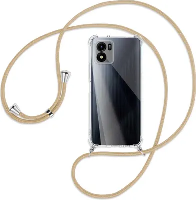 Produktbild von Handykette Backcover-Schutzhülle mit Band (Metall silberfarben) für vivo Y01, vivo Y15s (V2120, 6.51'') - caramel