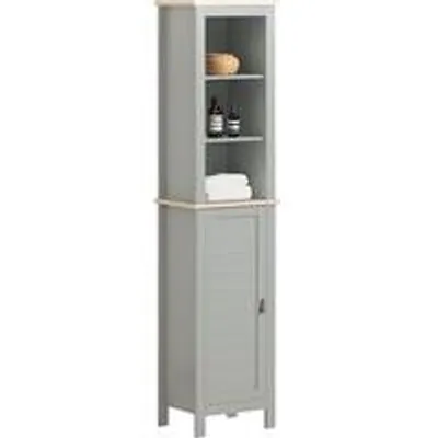 Image de Armoire haute grise pour la salle de bains, avec pieds