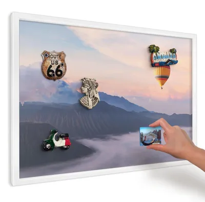 Produktbild von Magnettafel 60x40 cm mit weißem Rahmen - Magnetische Metalltafel, Magnetpinnwand zur Wandmontage für Wohnzimmer, Küche, Flur, Kinderzimmer und Büro - Sky Journey