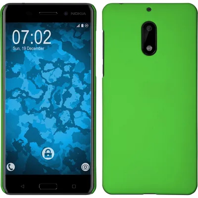 Produktbild von PhoneNatic Case kompatibel mit  Nokia 6 - Hülle grün gummiert Hard-case + 2 Schutzfolien
