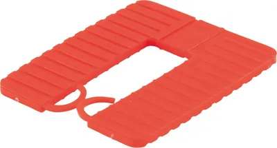 Produktbild von GLUSKE Euroklick Distanzplatte mit Sperrhaken 65 x 52,5 x 3 mm, rot, 1000 Stück | Unterlegkeile - Distanzplättchen