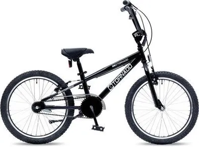 Produktbild von BMX-Fahrrad 20 Zoll schwarz mit Bremsnabe, vorderer Handbremse und groben Reifen