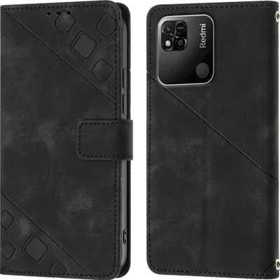 Produktbild von Hülle für Xiaomi Redmi 10A Prägung Flip Leder Brieftasche Schutzhülle mit Ständer Schwarz
