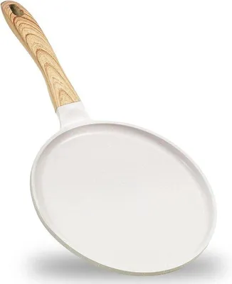 Image de Poêle antiadhésive en granit de 28 cm avec poignée en acier inoxydable - compatible avec tous les types de cuisinières et les plaques à induction - sans - beige