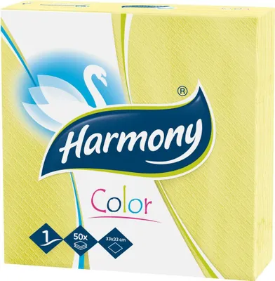 Obrázek produktu pro Ubrousky papírové barevné Harmony Color -  33 cm x 33 cm / žlutá / 50 ks