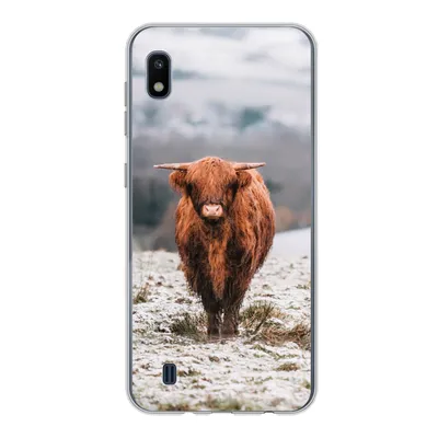 Produktbild von MuchoWow® Handyhülle Schutzhülle Hülle für Samsung Galaxy A10 Schottischer Highlander - Schnee - Berg Silikon Softcase Handy Hülle - Schutzhülle