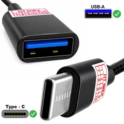 Produktbild von USB-C auf USB-A OTG-Adapter schwarz nylon kabel für Xiaomi, Huawei, Samsung Handy Smartphone