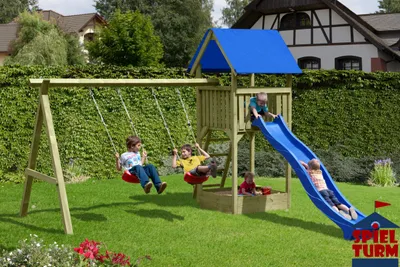 Produktbild von Spielanlage / Spielturm mit Doppelschaukel Junior 350x190x296 cm