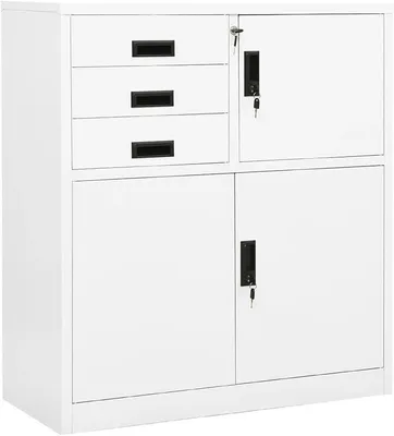 Produktbild von Aktenschrank Abschließbar Büroschrank Weiß Metallschrank Stahlschrank Werkzeugschrank Metall Schrank Abschließbar Aktenschrank Metall 90x40x102 cm