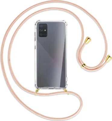 Produktbild von Handykette Backcover-Schutzhülle mit Band (Metall goldfarben) für Samsung Galaxy A71 (A715) - rose peach