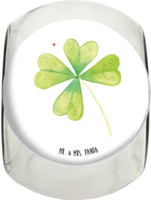 Produktbild von Mr. & Mrs. Panda Süßigkeiten Glas Blume Kleeblatt XL 2000ml - Weiß - Geschenk, Teedose, Vorratsglas, Glück, Süßigkeitenglas, Umzug, Glücksbringer, Motivation, Blumen