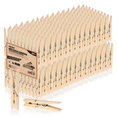 Produktbild von COM-FOUR® 300x Wäscheklammern aus Holz - Nachhaltige Holzklammern aus Birkenholz - unbehandelte Holzwäscheklammern zum Wäscheaufhängen und Basteln