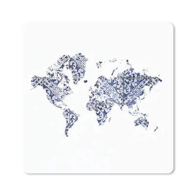 Produktbild von MuchoWow® Mauspad Mousepad Weltkarte - Delfter Blau - weiß 30x30 cm - Mousepads - Maus Mat - Pad - Mausunterlage - Gaming