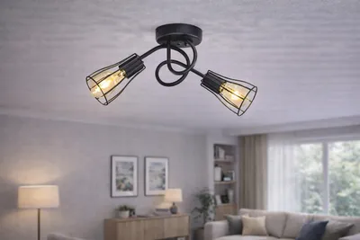 Produktbild von Euro-Lamp Deckenleuchte Ines, schwarz, 2x60W, Hersteller