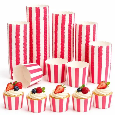 160 bunte Papier-Muffinförmchen, Mini-Cupcake-Förmchen, 50 rot