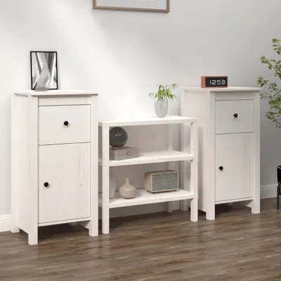 Produktbild von vidaXL Sideboards 2 Stk. Weiß 40x35x80 cm Massivholz Kiefer