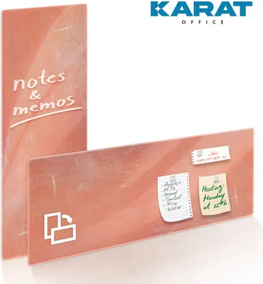 Productafbeelding van Design-glas memobord, "Brush", verschillende kleuren en maten. Rood, 20 x 60 cm