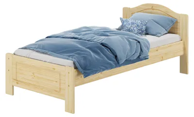 Produktbild von Bettrahmen Massivholzbett Kiefer natur Einzelbett 90x200 Futon Singlebett Zubehör wählbar V-60.37-09ohne Zubehör