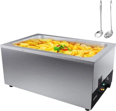 Produktbild von Edelstahl-Buffetwärmer 1200W, 26,4L, 555x355x260mm, mit Löffel und Trockenheitsanzeige
