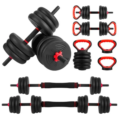 Produktbild von Ein Paar verstellbare 20-kg-Hanteln (60-110 cm) von Mobimax mit Kettlebell-Aufsätzen