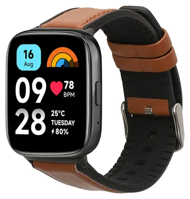 Produktbild von kwmobile Leder Uhrenarmband für Xiaomi Redmi Watch 3 Active / Redmi Watch 3 Lite Armband - Ersatzarmband für Fitnesstracker mit Uhrenverschluss -