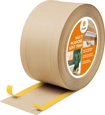 Zdjęcie produktu dla QUEST Listwa wykończeniowa W1 z PCV 6w1 1x120mm, 5m samoprzylepna, maskująca elastyczna listwa podłogowa, ścienna, piaskowy