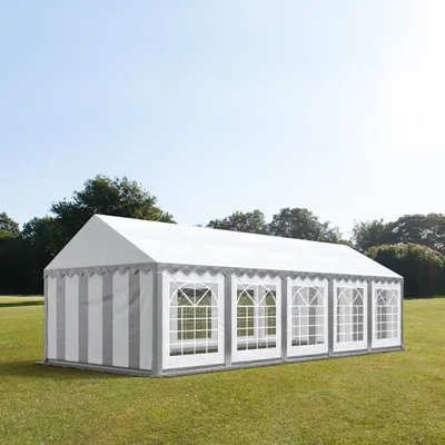 Immagine prodotto di TOOLPORT Tendone per feste 4x10 m PVC grigio-bianco 100% impermeabile Tendone da esterno Tenda party