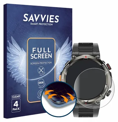 Produktbild von 4x Savvies Fullscreen Schutzfolie für Iowodo W50 Pro 1.45" Displayschutz Folie Fullcover Klar Transparent