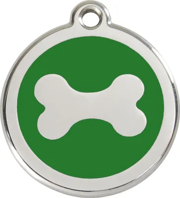 Image de Médaille pour chien RedDingo avec gravure personnalisée, os vert, taille : S
