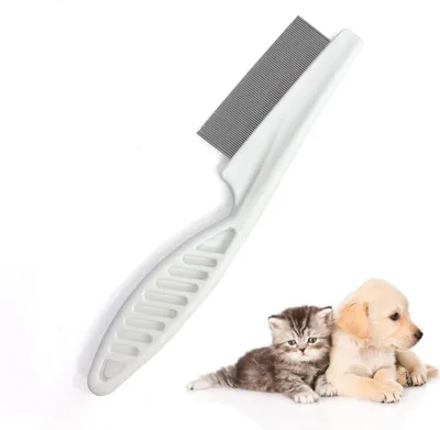 Productafbeelding van Vlooien- en luiskam van roestvrij staal, voor honden en katten, wit, 1 stuk, dierverzorging