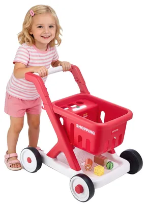 Produktbild von VEVOR Einkaufswagen für Kinder, Robuster Stahlrahmen, Spielzeug für den Lebensmitteleinkauf mit Rädern, Dichtes Netzkorb, Spielzeug-Einkaufswagen, Faltbares Design, Klappbarer Rücken, für Kinder und Kleinkinder ab 3 Jahren