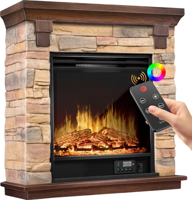 Produktbild von KESSER® Elektrokamin Standkamin - Kamin elektrisch mit LED 3D-Flammeneffekt, Mit Heizung Heizfunktion, Elektro Kamin mit 1800W Leistung, Wochentimer, Thermostat, Fernbedienung, dimmbar