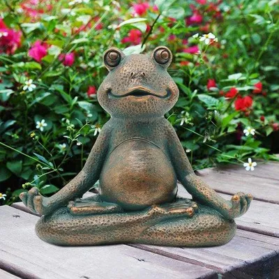 Zdjęcie produktu dla Unyqoos® Medytacja-Joga-Żaba – dekoracyjna figurka do ogrodu wykonana z mosiężnego żywicy, 13 cm, element dekoracyjny w stylu zen, idealny do ogrodu, tarasu, pokoju i biurka