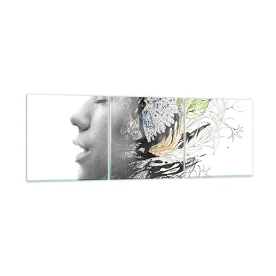 Produktbild von Bilder auf glas - Frau Abstraktion - 150x50cm - Glasbilder - Wandbilder - Kunstdruck - zum Aufhängen bereit - Wanddekoration aus Glas - Glas Bilder - Wandbild auf Glas - 3 Teile - GCA150x50-3964