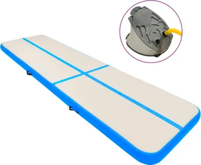 Produktbild von The Living Store Aufblasbare Gymnastikmatte mit Pumpe 800x100x15 cm PVC Blau