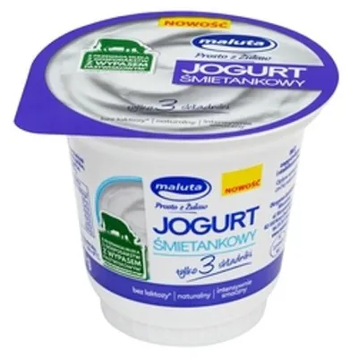 Obrázok produktu pre Jogurt śmietankowy 9% bez laktozy Maluta 220 g