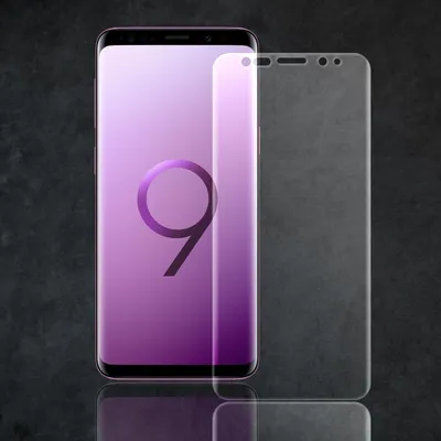 A smartphone screen protector is shown next to a smartphone.