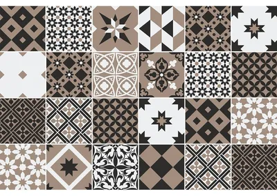 Image de Autocollants imitation carrelage pour la cuisine et la salle de bains – 24 autocollants imitation carrelage ciment Ashanti Azulejos – 24 autocollants, 15 x 15 cm