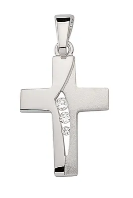 Image de Croix en argent avec zircone, fabriquée en argent sterling massif 925