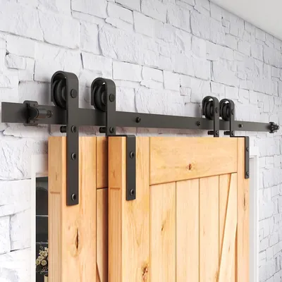 Obrázek produktu pro Systém posuvných dveří Bypass 183cm komplet na 2 dveře černý tvar J