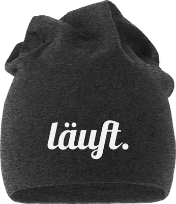 Produktbild von Jersey Beanie läuft Mütze bedruckt Herren Damen Moonworks® dunkelgrau unisize