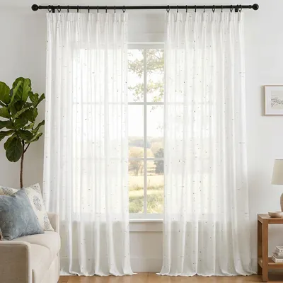 Voile Rüschenvorhang, Leinenoptik, 140x235 cm, 2 Paneele