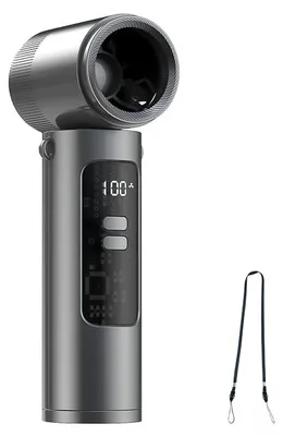 Produktbild von Zimilo Tragbarer Nackenventilator mit 20.000 U/min, 100 Windstufen, USB C Akku Lüfter, Digitalanzeige, 90° verstellbar, Für Hals, Hand und Tisch, Grau