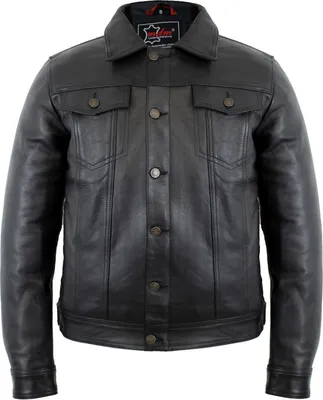 Produktbild von Herren Lederjacke im Jeansjacken Stil aus echtem Leder Rindsleder 90´er Jacke(L)