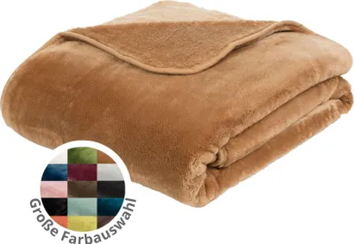 Produktbild von liebling Kuscheldecke Cashmere Feeling 180 x 220 cm, Sand, Premium Sofa Decke, dicke warme Wohndecke, 500 gr. / m²