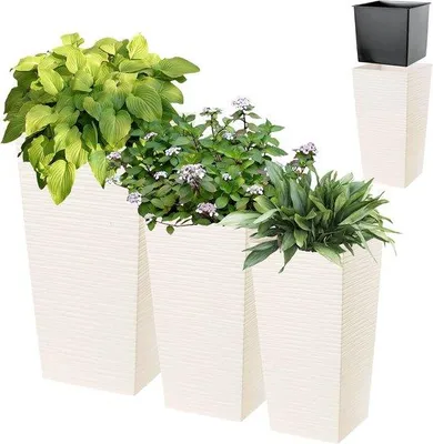 Immagine prodotto di Set di vasi da fiori resistenti alle intemperie per interni ed esterni | Un set composto da 3 vasi moderni e creativi