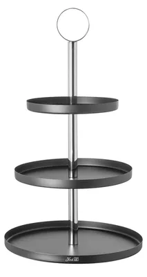 Produktbild von FINK Etagere BILBAO 3-stöckig - Kuchenetagere aus Edelstahl, Teller schwarz pulverbeschichtet, silberfarben, H 46 cm